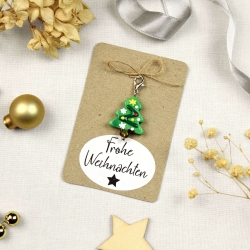 Kleines Weihnachtsgeschenk – Glas Tannenbaum Anhänger auf Karte