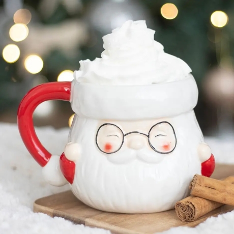 Weihnachtstasse Weihnachtsmann mit Brille aus Keramik