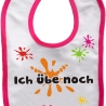 Baby Lätzchen farbiger Saum ICH ÜBE NOCH bedruckt mit Namen