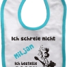 Baby Lätzchen farbiger Saum ICH SCHREIE NICHT bedruckt mit Namen