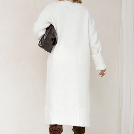 Oversize Strickmantel Strickjacke lang Cardigan Weste Weiß S-XL