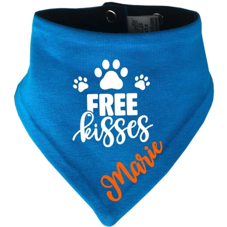 Hunde Wende Halstuch Multicolor FREE KISSES + Name des Hundes