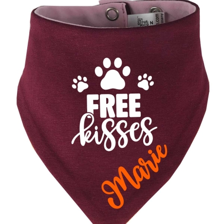 Hunde Wende Halstuch Multicolor FREE KISSES + Name des Hundes