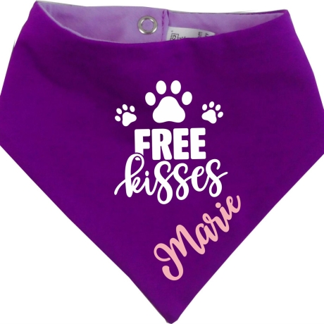 Hunde Wende Halstuch Multicolor FREE KISSES + Name des Hundes