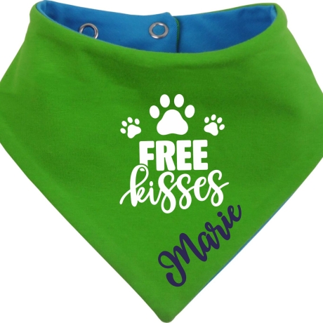 Hunde Wende Halstuch Multicolor FREE KISSES + Name des Hundes