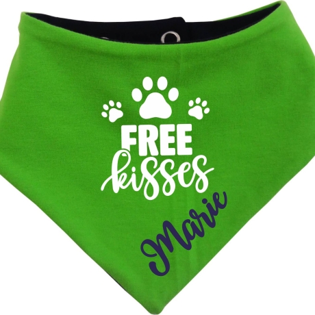 Hunde Wende Halstuch Multicolor FREE KISSES + Name des Hundes