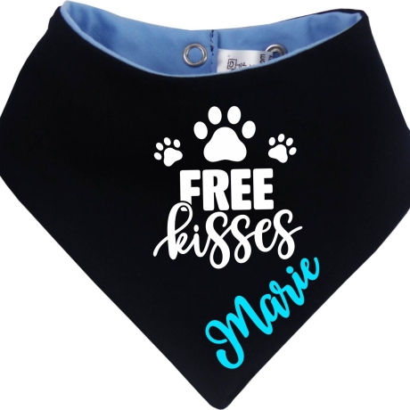 Hunde Wende Halstuch Multicolor FREE KISSES + Name des Hundes