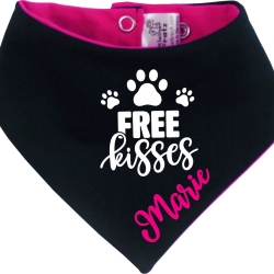 Hunde Wende Halstuch Multicolor FREE KISSES + Name des Hundes