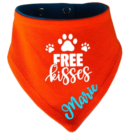 Hunde Wende Halstuch Multicolor FREE KISSES + Name des Hundes