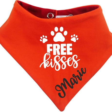 Hunde Wende Halstuch Multicolor FREE KISSES + Name des Hundes