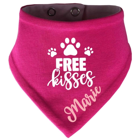 Hunde Wende Halstuch Multicolor FREE KISSES + Name des Hundes