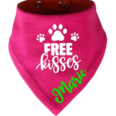 Hunde Wende Halstuch Multicolor FREE KISSES + Name des Hundes