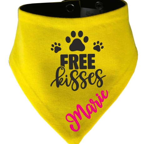 Hunde Wende Halstuch Multicolor FREE KISSES + Name des Hundes