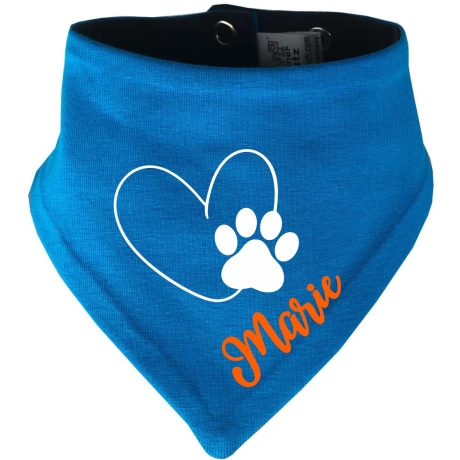 Hunde Wende Halstuch Multicolor HERZ MIT PFOTE+ Name des Hundes