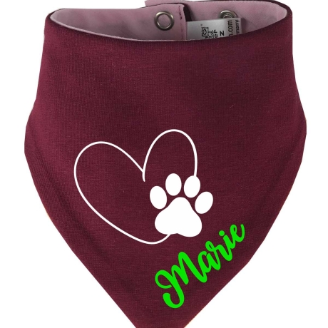Hunde Wende Halstuch Multicolor HERZ MIT PFOTE+ Name des Hundes