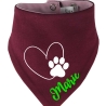 Hunde Wende Halstuch Multicolor HERZ MIT PFOTE+ Name des Hundes