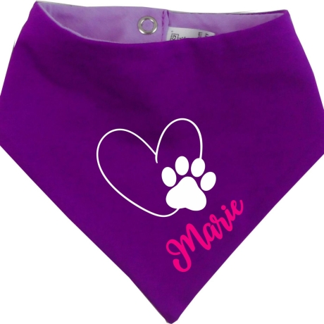 Hunde Wende Halstuch Multicolor HERZ MIT PFOTE+ Name des Hundes