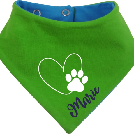 Hunde Wende Halstuch Multicolor HERZ MIT PFOTE+ Name des Hundes