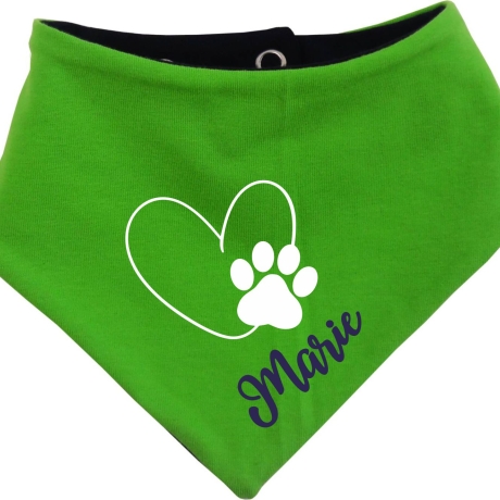 Hunde Wende Halstuch Multicolor HERZ MIT PFOTE+ Name des Hundes