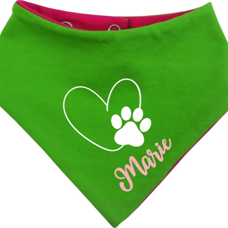 Hunde Wende Halstuch Multicolor HERZ MIT PFOTE+ Name des Hundes