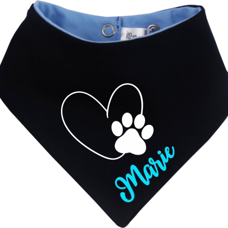 Hunde Wende Halstuch Multicolor HERZ MIT PFOTE+ Name des Hundes