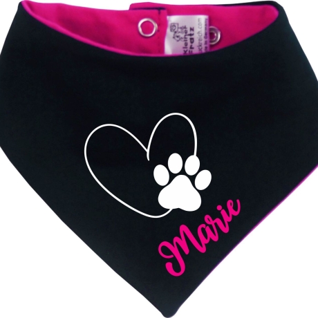 Hunde Wende Halstuch Multicolor HERZ MIT PFOTE+ Name des Hundes