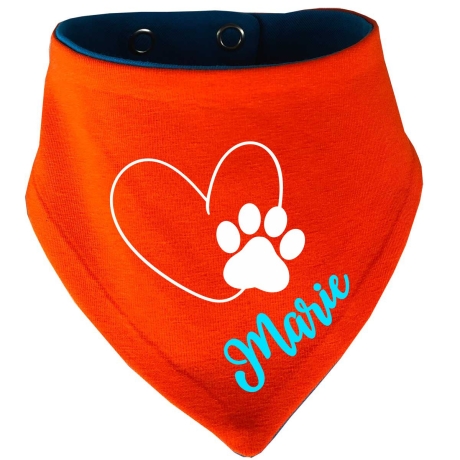 Hunde Wende Halstuch Multicolor HERZ MIT PFOTE+ Name des Hundes