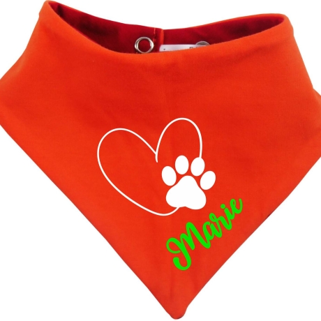 Hunde Wende Halstuch Multicolor HERZ MIT PFOTE+ Name des Hundes