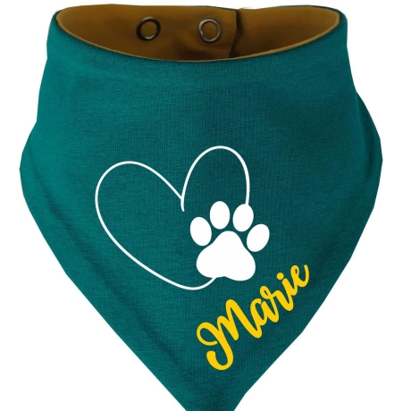 Hunde Wende Halstuch Multicolor HERZ MIT PFOTE+ Name des Hundes