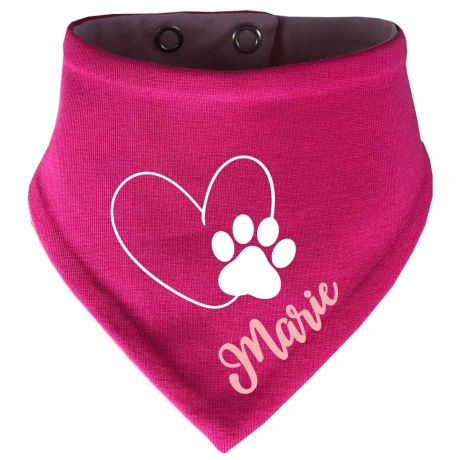 Hunde Wende Halstuch Multicolor HERZ MIT PFOTE+ Name des Hundes