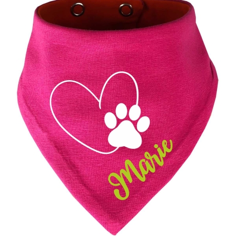 Hunde Wende Halstuch Multicolor HERZ MIT PFOTE+ Name des Hundes