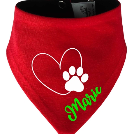 Hunde Wende Halstuch Multicolor HERZ MIT PFOTE+ Name des Hundes