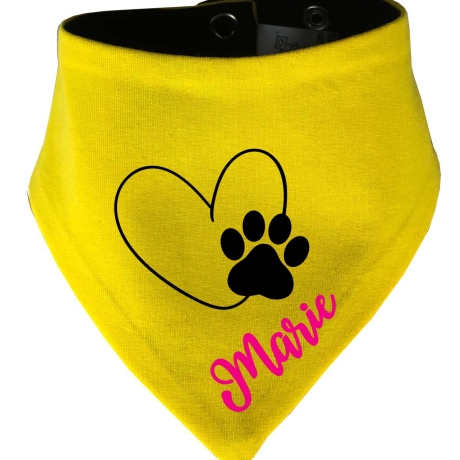 Hunde Wende Halstuch Multicolor HERZ MIT PFOTE+ Name des Hundes
