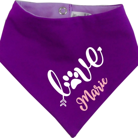 Hunde Wende Halstuch Multicolor LOVE + Name des Hundes