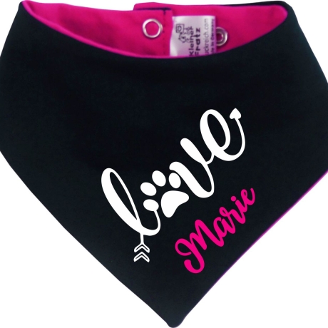 Hunde Wende Halstuch Multicolor LOVE + Name des Hundes
