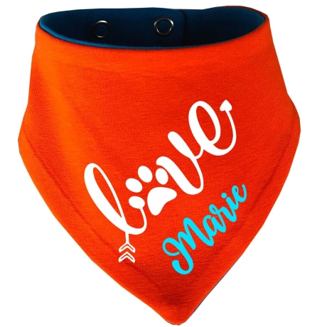 Hunde Wende Halstuch Multicolor LOVE + Name des Hundes