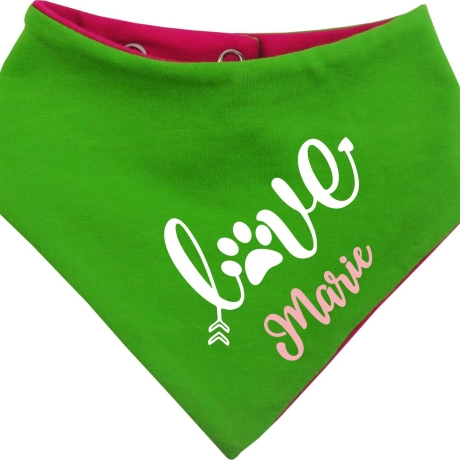 Hunde Wende Halstuch Multicolor LOVE + Name des Hundes