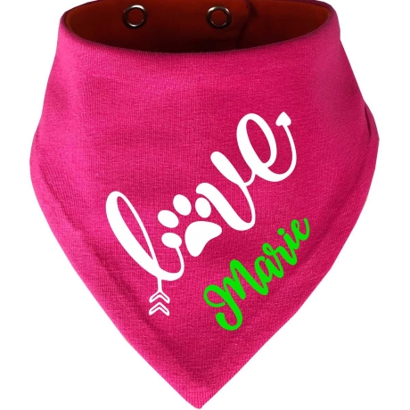 Hunde Wende Halstuch Multicolor LOVE + Name des Hundes