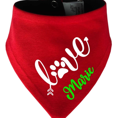 Hunde Wende Halstuch Multicolor LOVE + Name des Hundes