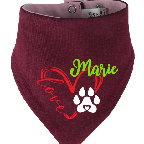 Hunde Wende Halstuch Multicolor LOVEHERZ Dopp + Name des Hundes