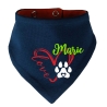 Hunde Wende Halstuch Multicolor LOVEHERZ Dopp + Name des Hundes