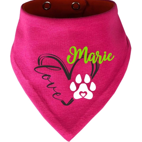 Hunde Wende Halstuch Multicolor LOVEHERZ Dopp + Name des Hundes