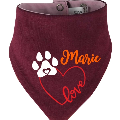 Hunde Wende Halstuch Multicolor LOVEHERZ Einf + Name des Hundes