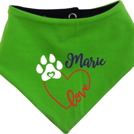 Hunde Wende Halstuch Multicolor LOVEHERZ Einf + Name des Hundes