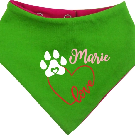 Hunde Wende Halstuch Multicolor LOVEHERZ Einf + Name des Hundes