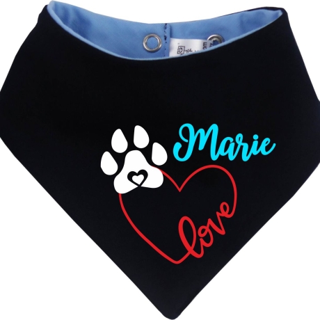 Hunde Wende Halstuch Multicolor LOVEHERZ Einf + Name des Hundes