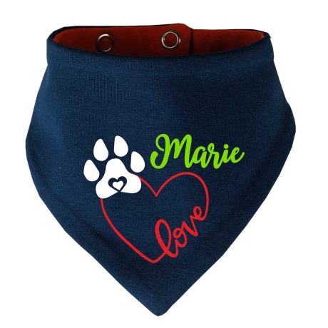 Hunde Wende Halstuch Multicolor LOVEHERZ Einf + Name des Hundes