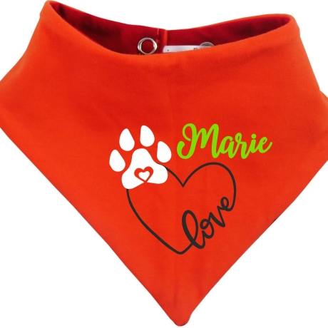 Hunde Wende Halstuch Multicolor LOVEHERZ Einf + Name des Hundes