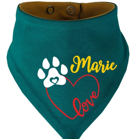 Hunde Wende Halstuch Multicolor LOVEHERZ Einf + Name des Hundes