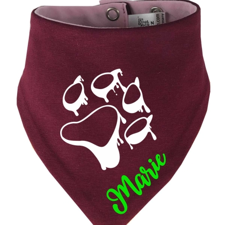 Hunde Wende Halstuch Multicolor PFOTE UMRISS + Name des Hundes